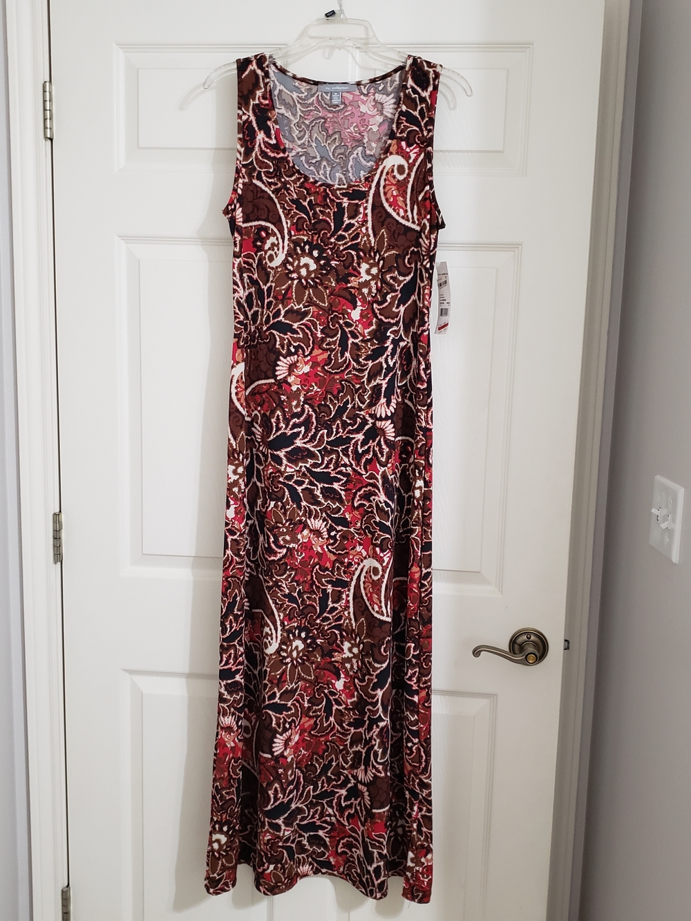 NY Collection Brown and Red Floral Paisley Maxi Dress